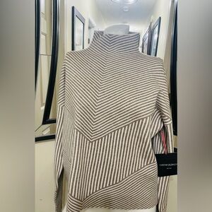 Cynthia Rowley Taupe and Cream Women's Turtleneck Sweater